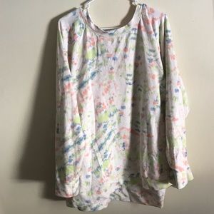 Evri - Long Sleeve Shirt - White with pastel Pink, Green & Blue detailing - 4X